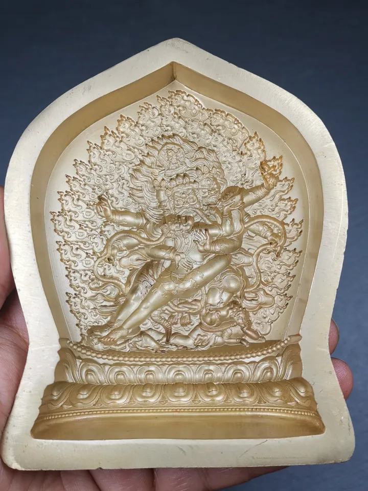 Vajrapani Mahachakra Tsa Tsa Mold,Maha-cakra-vajri,Chagna Dorje Korlo Chen Po,Gandhanra Handmade Tibetan Buddha Statue Mould,12 × 10cm
