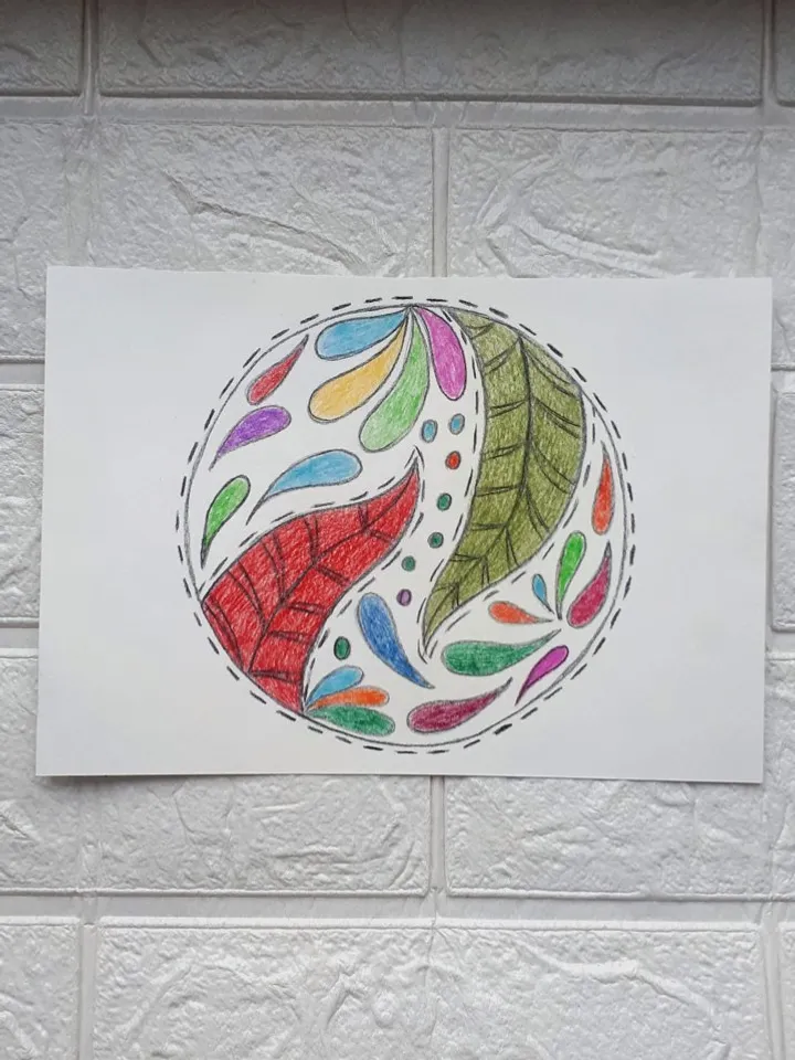 Original Mandala Floral Art, Watercolor Pencils Drawing on Watercolor Paper