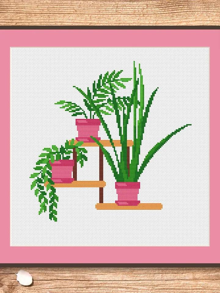Potted Flowers Cross Stitch Pattern, Flower Cross Stitch Pattern, Embroidery Potted Flowers, Flowers xStitch, Potted Flowers xStitch #flw021