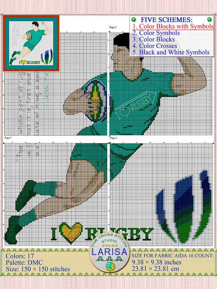 Rugby Cross Stitch Pattern | Rugby Union | Rugby Player