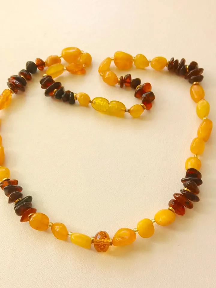 Amber Choker Necklace Jewelry Gift For Women Girl Genuine Amber Gemstone Jewelry Handmade multicolor yellow cognac gold