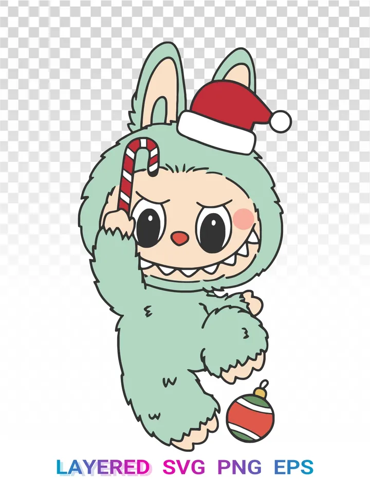 Labubu Christmas SVG PNG, Holiday Labubu Clipart Cricut