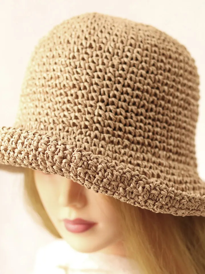 Panama summer straw hats Women sun floppy beach bucket boho raffia foldable hat