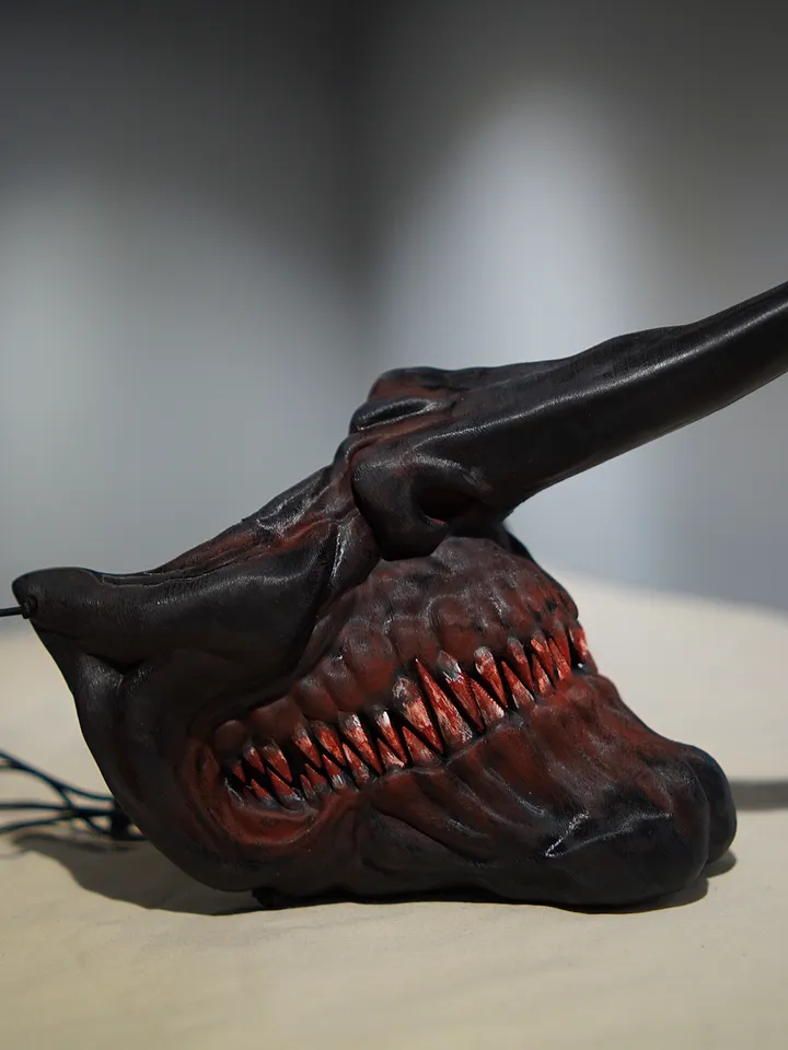 Pinocchio Mask  Long Nose Scary with Teeth Bloody Pinokkio Devil mask