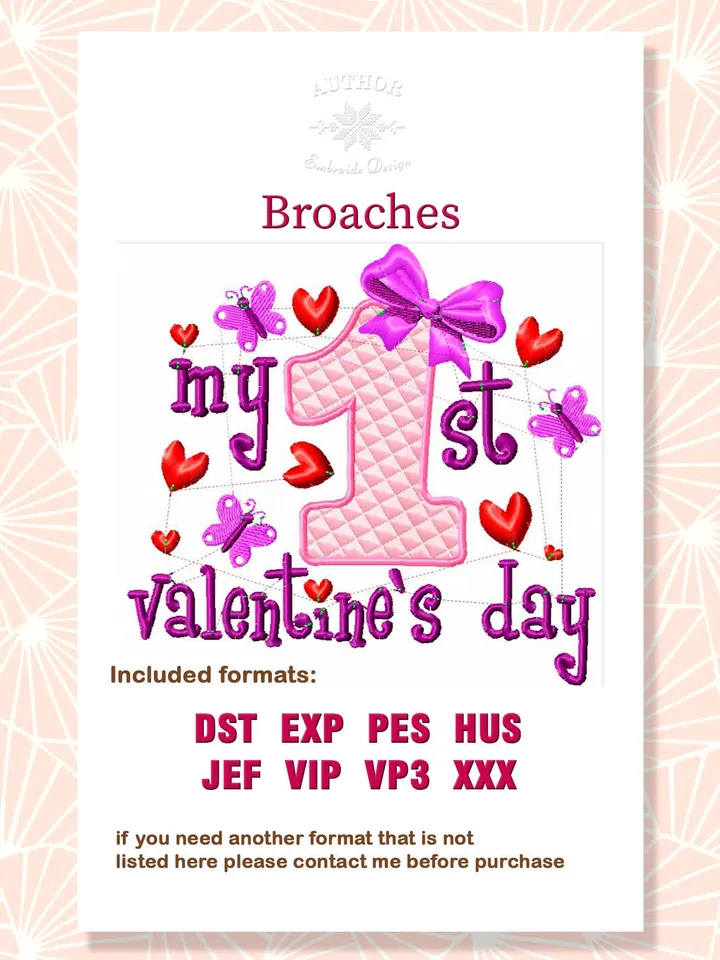 My first Valentine embroidery designs Machine embroidery pattern 3 sizes, Embroidery files baby valentine, Baby girl embroidery digital #R8