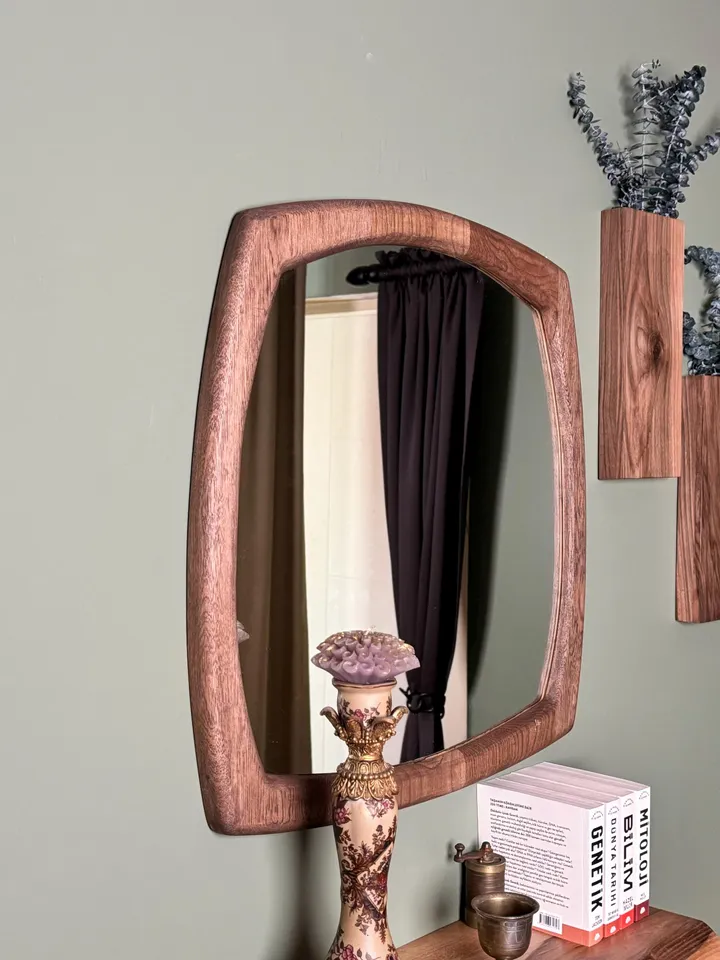 Square Mirror,White Oak Mirror, Walnut Framed Mirror, Mid Century Mirror, Organic Mirror, Wood Framed Mirror,Aesthetic mirror,Changing room.