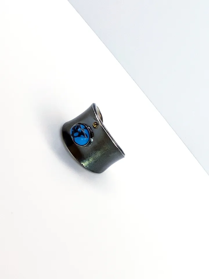 Designer ring with natural turquoise