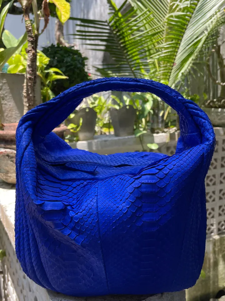 Medium Soft Hobo Classy Sport Woman Stitched Bag | Purse Genuine Python Skin | Dewi Gray Big Elegant Leather Designer Soft Bag Snake |