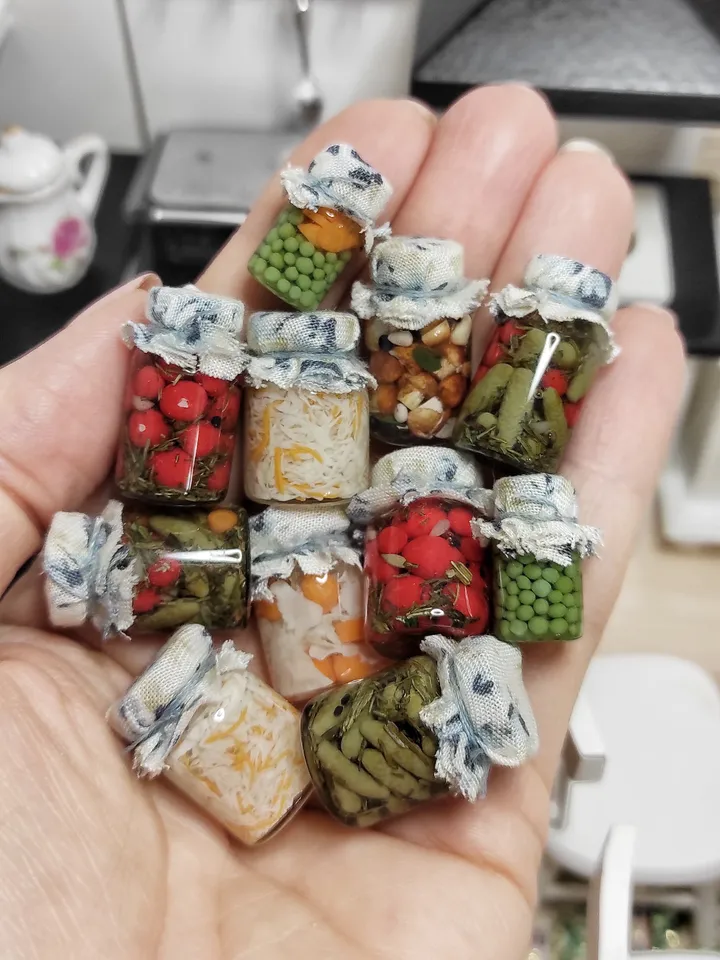 Miniature jars  -  dollhouse miniature - diorama - mini jars - gift