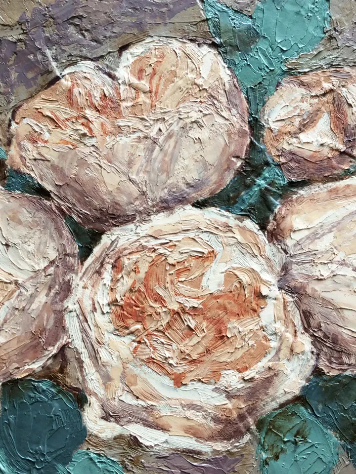 "Roses" oil small impasto painting flower stilllife original wall art picture artwork floral
