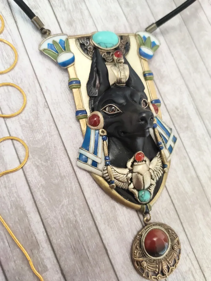 Anubis necklace, Egyptian jewelry, Ethnic necklace, Anubis pendant, Anubis jewelry