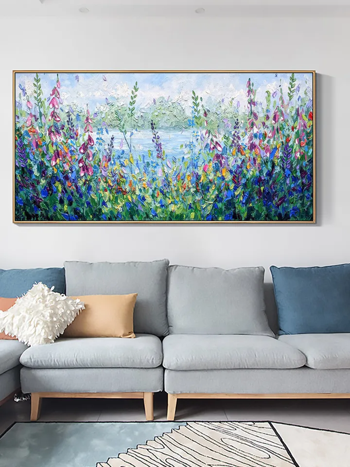 Original Oil Painting On Canvas, Abstract Modern Colorful Flower Painting, Large Wall Art, Boho Wall Décor, Home Decor, Bedroom Wall Decor