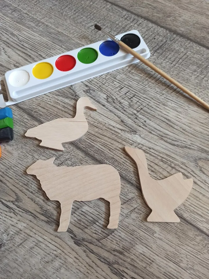 Pet animal figurines for painting,kids craf kit ,set  Wooden  Shape For Craft