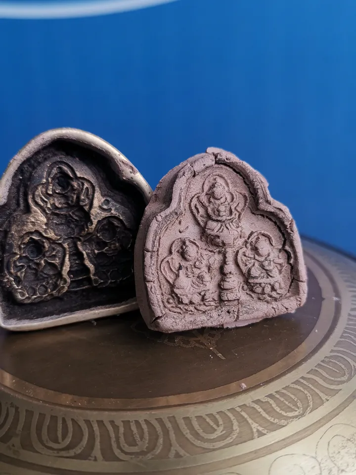 Gandhanra Vintage Tibetan Buddha Statue Tsa Tsa Mold, Three Long-life Deities, DIY Tsha Tsha Statue