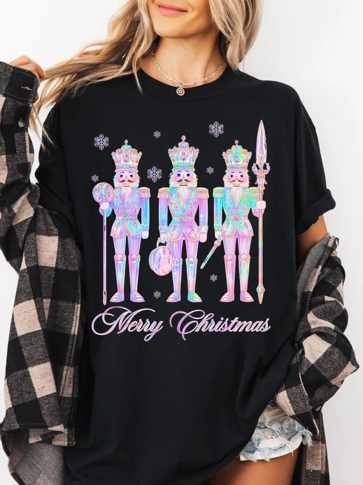 Iridescent Nutcracker Friends PNG, Pink Christmas PNG, Coquette png, Pink bow png, Pink Christmas PNG sublimation, Coquette Christmas png