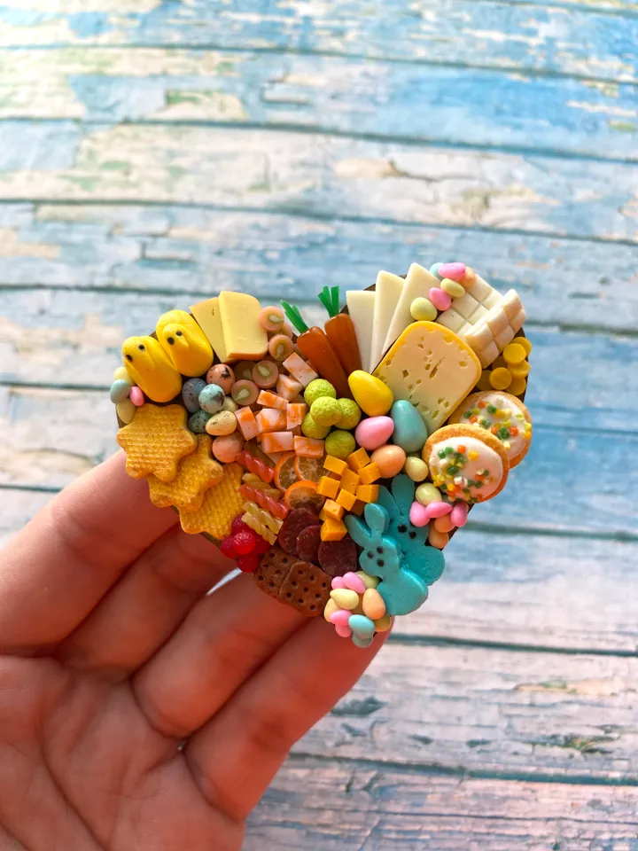 Magnet Miniature Easter Charcuterie Board with Polymer Clay Souvenir
