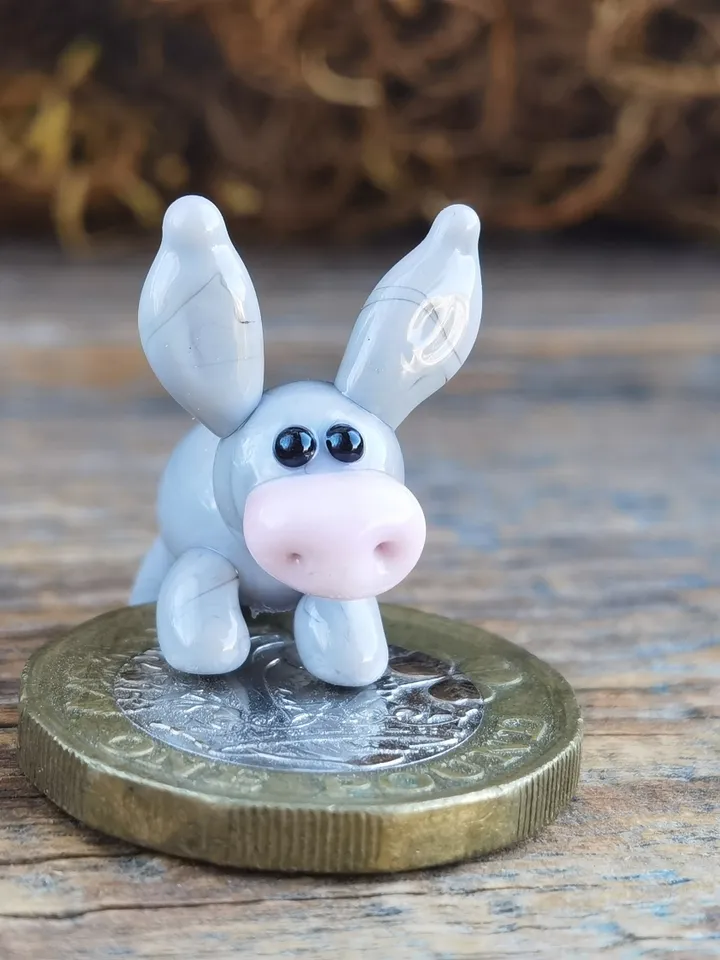 GLASS FIGURINES Donkey figurine Glass Donkey Miniature Donkey tiny Donkey Tiny glass animals Farm animals Terrarium figurines Nativity