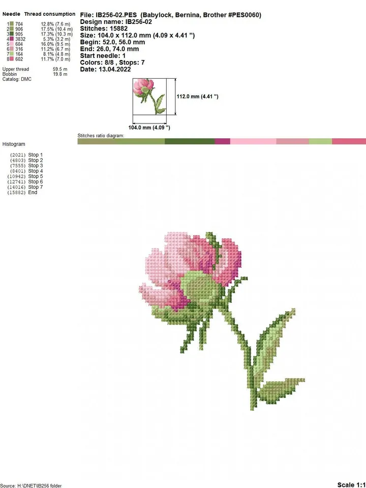 Peony cross-stitch set patterns machine embroidery designs digital embroidery pattern clothing décor embroidery motif flower embroidery