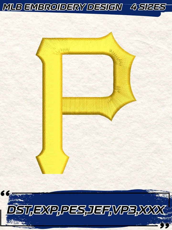 Pittsburgh Pirates Cap Logo Embroidery Design,MLB Embroidery Design,Machine Embroidery Design File,4 Sizes, Digital Download