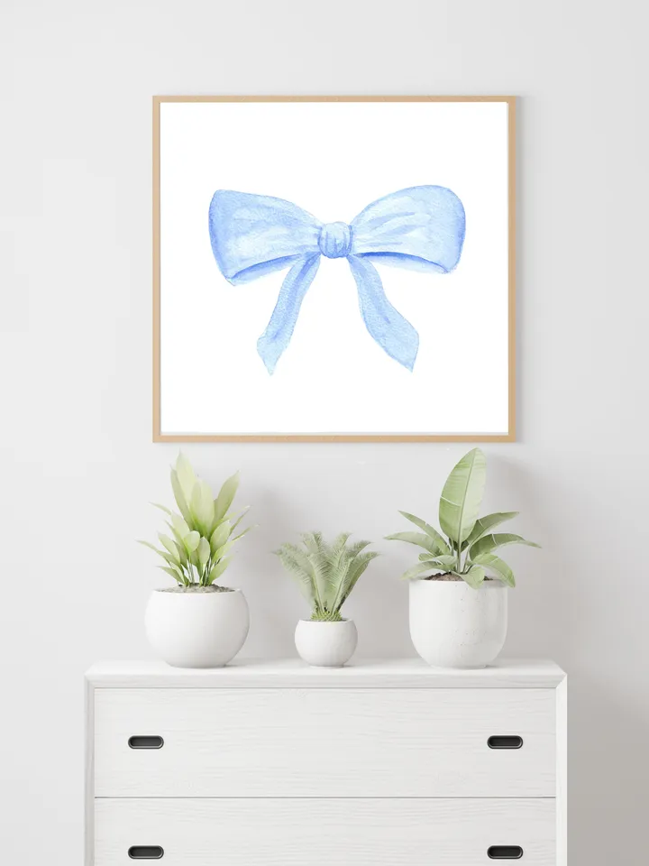 Blue Bow Watercolor Painting Art Print, Hamptons Style Decor, Baby Boy Nursery, Boys Room Ideas, Cute Bow Wall Art Print, Little Boy Gift