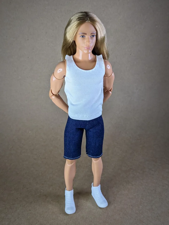 Navy denim shorts for for 12 inch fashion male dolls