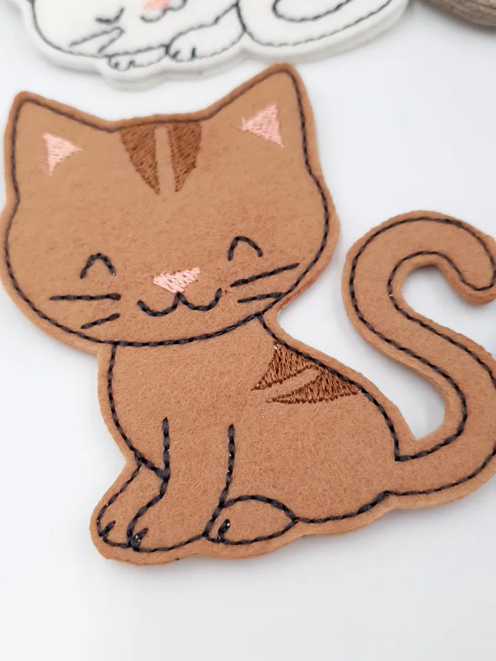 Cat Finger Puppets Embroidery Design Set - ITH Feltie Toys for 4x4 Hoop - Cute Kitten DIY Project File