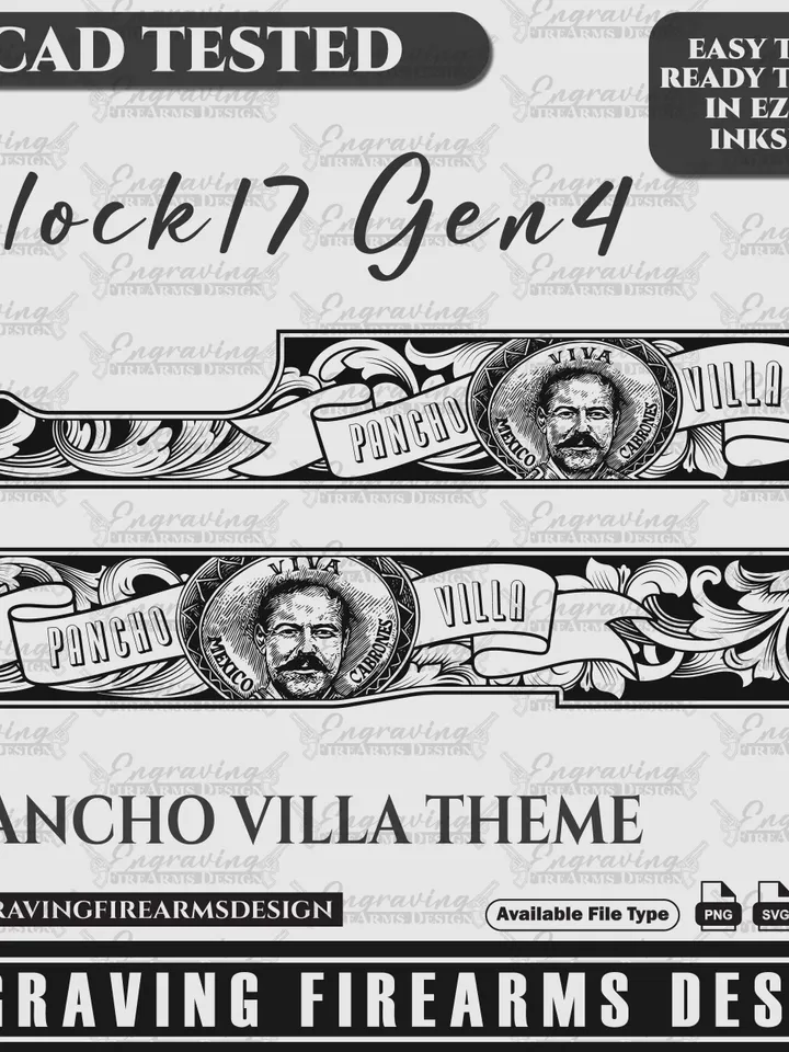 Engraving Firearms Design Glock17 Gen4 Scroll With Pancho Villa Design