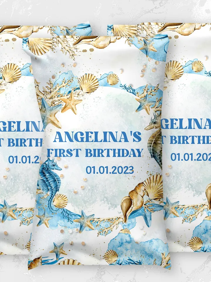 Editable Chips Label ONEder the Sea First Birthday Label; Under the Sea Party; Ocean Party Birthday Template Instant Download; SE1
