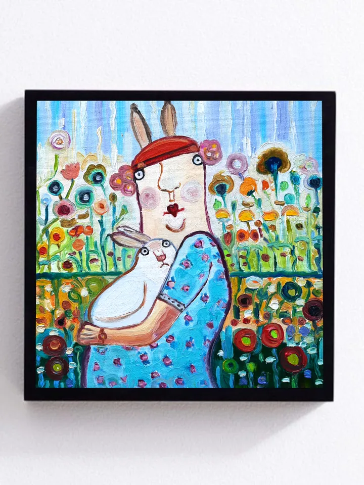 Funny Grandmother Original Oil Painting Oil Cardboard Small Painting