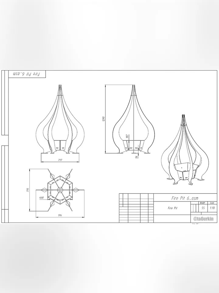 Welding Project Plans Drawings Fire Pit 6 (DXF, PDF)