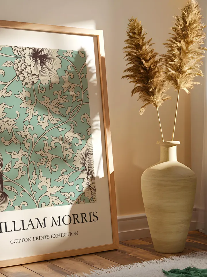 William Morris Style Wall Art Print Vintage Textile Poster Museum Inspired Design Home Decor Interior Pattern Digital Download Gift