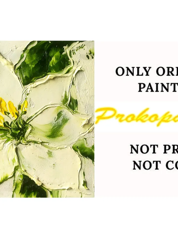 Lily Painting Flower Original Art Impasto Painting 4x4 painting Floral Small Painting by ArtProkopaloSv