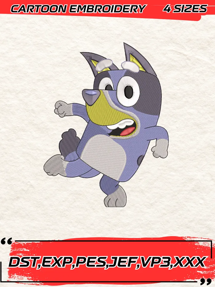 Bluey Embroidery Design,Machine Embroidery Design File,4 Sizes, Digital Download