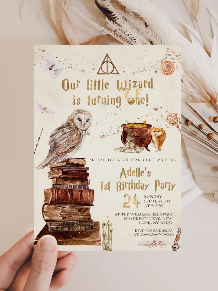 The Chosen One Invitation; Wizard Birthday Party; Magic School 1st Birthday Invitation Template; Editable Wizarding World Invitation; Wms12