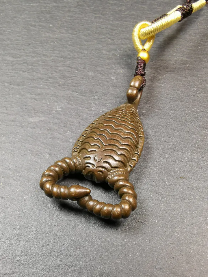 Gandhanra Handmade Tibetan Amulet,Scorpion Guru of Padmasambhava, Buddhist Scorpion Totem Pendant, Made of Thokcha,1.7"
