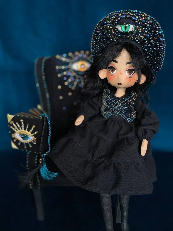 Gothic doll with tattoos. Wednesday Addams doll