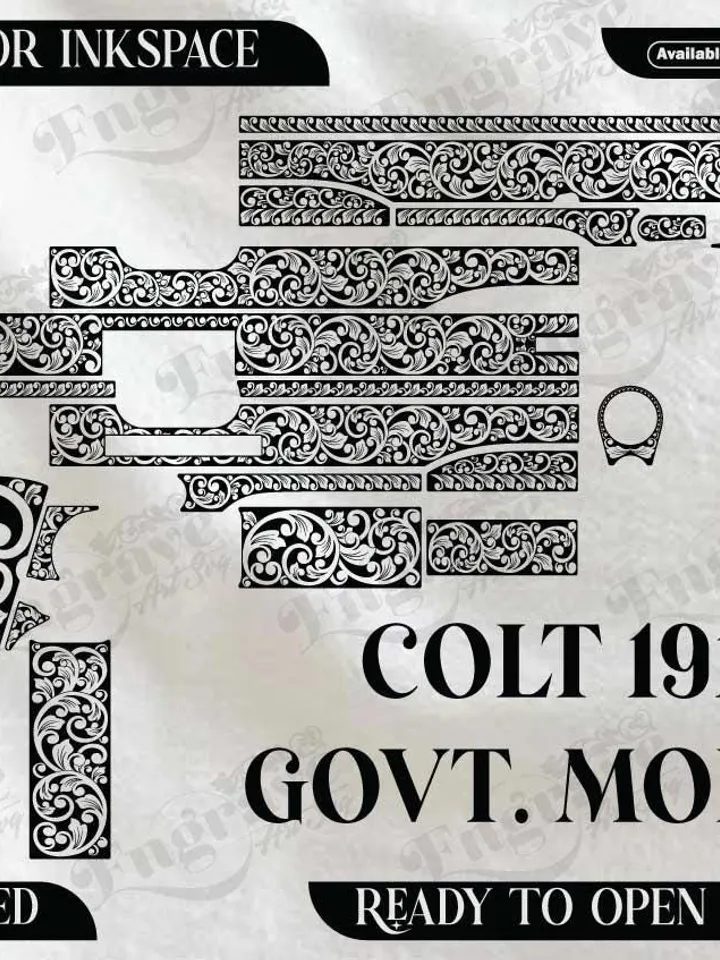 COLT 1911 GOVERNMENT MODEL Design,lasercut,laserengraving,fiberlaser,engravingfiles