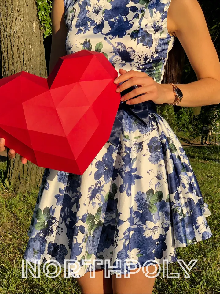 Heart Papercraft, Digital Template, PDF Download, Gurko, 3D Low Poly, Pepakura, DIY Origami Sculpture, DIY Gift, St Valentines Day Decor