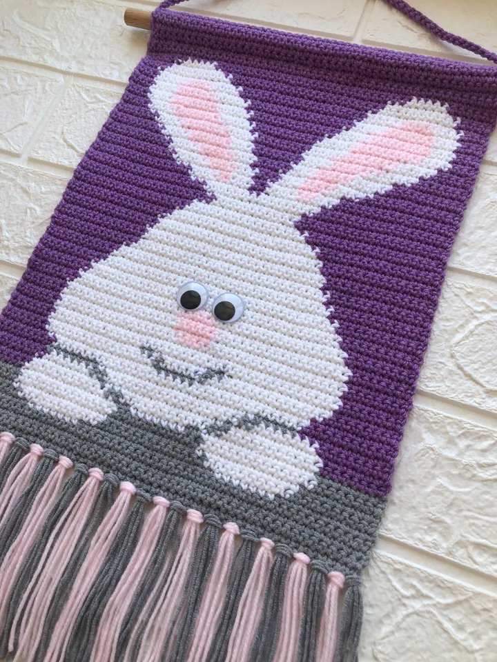 Crochet Bunny Wall Hanging Decor Pattern PDF