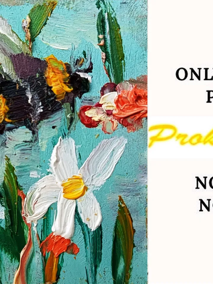 Bumblebee Painting Dollhouse Original Art Mini Painting Miniature 2x2 Small original Oil painting Honeybee Artwork by ArtProkopaloSv
