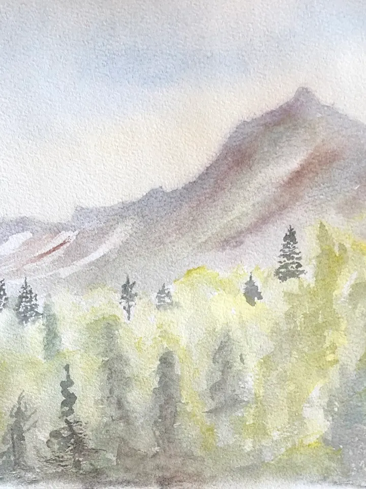 Mountains landscape wall art hand painted modern original watercolour painting