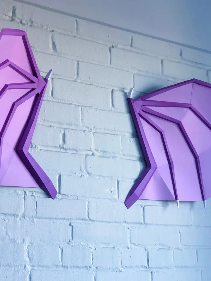 Dragon Wings Papercraft, Digital Template, PDF Download, Gurko, 3D Low Poly, Pepakura, DIY Origami Sculpture, Paper Decor, DIY Gift