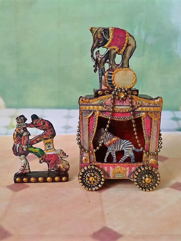 Doll circus. Animals in circus.Circus with zebra.1:12 scale.