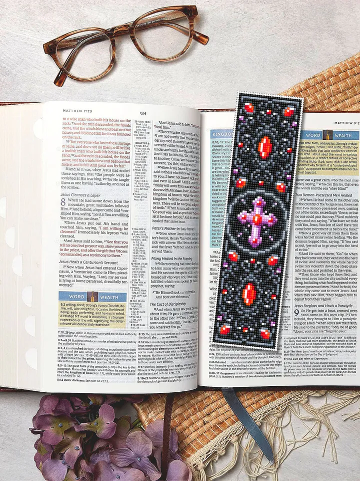 Gothic bookmark cross stitch pattern PDF download Vampire cross pattern digital PDF, Gothic cross stitch chart, Religious bookmark #B292