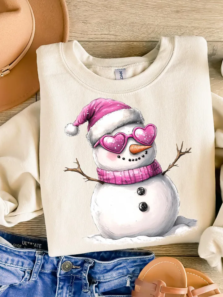 Cute Snowman Sunglasses PNG Design - Iridescent Snowman Design - Coquette Christmas Design - Snowman PNG - Winter Design - Cute Download