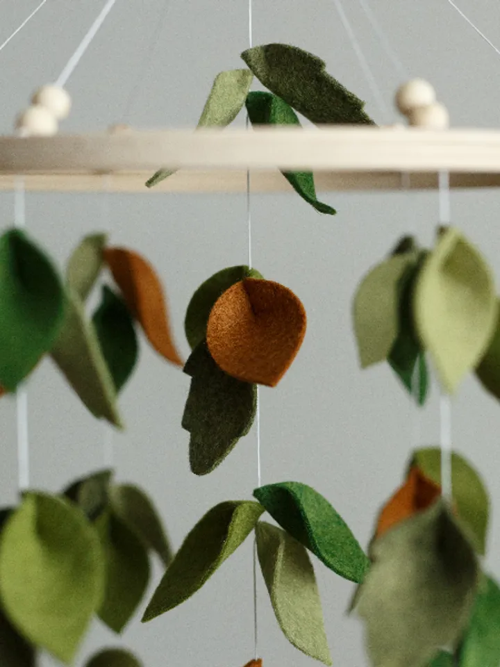 Handcrafted Leaf Themed Felt Baby Mobile - Customizable Nursery Decor
