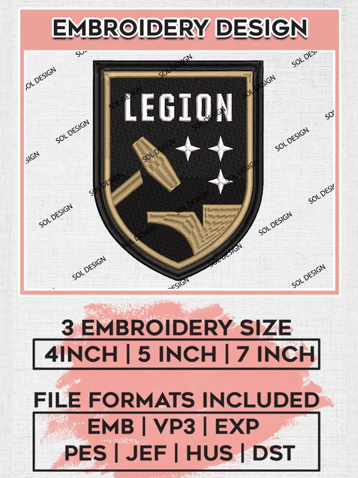 USLC Birmingham Legion FC Logo Embroidery Designs, USLC Birmingham Legion FC Embroidery Design, USLC Embroidery Design Files, USLC Logo, 3 sizes, Machine embroidery Files, Digital Download