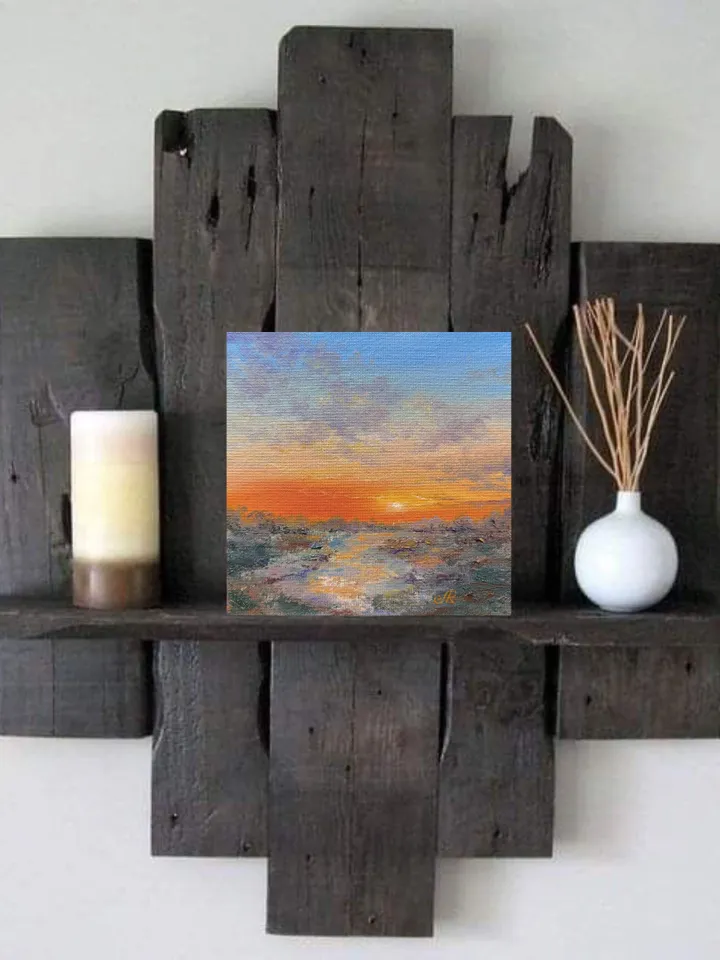 Sunset Oil Painting Original Sunset Landscape Sky Painting