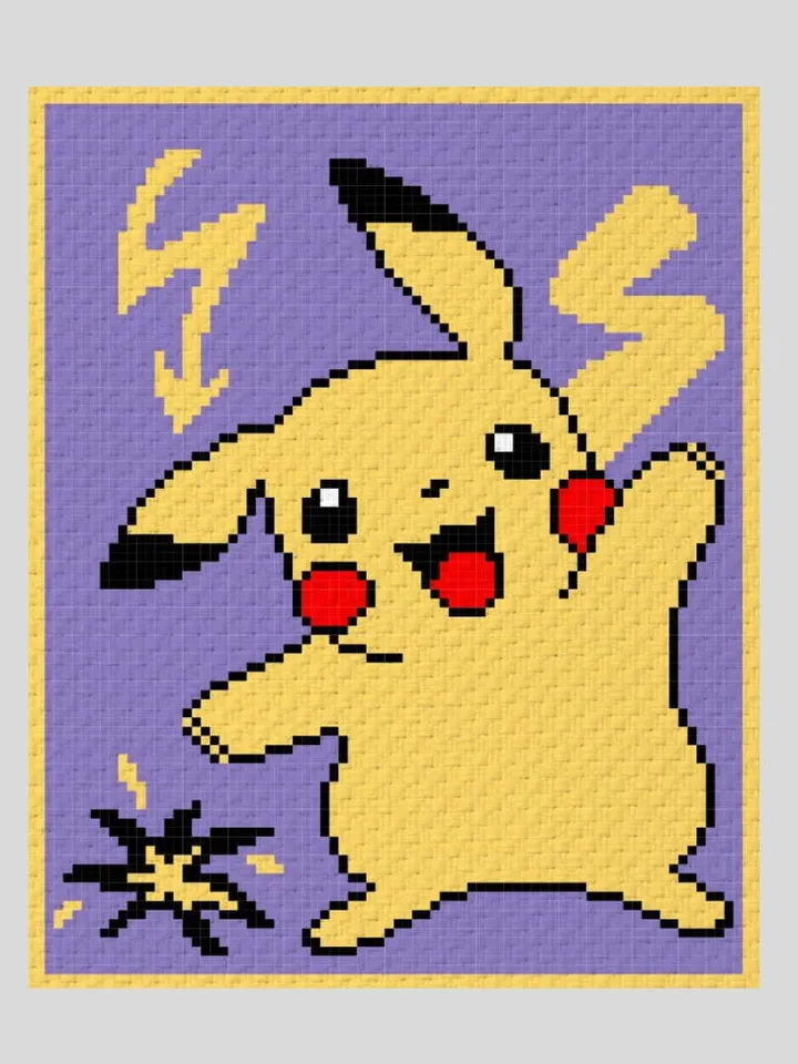 Crochet C2C Pikachu graphgan blanket pattern PDF