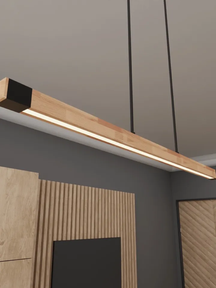 Black Modern Linear Pendant Hanging Chandelier with LED Light